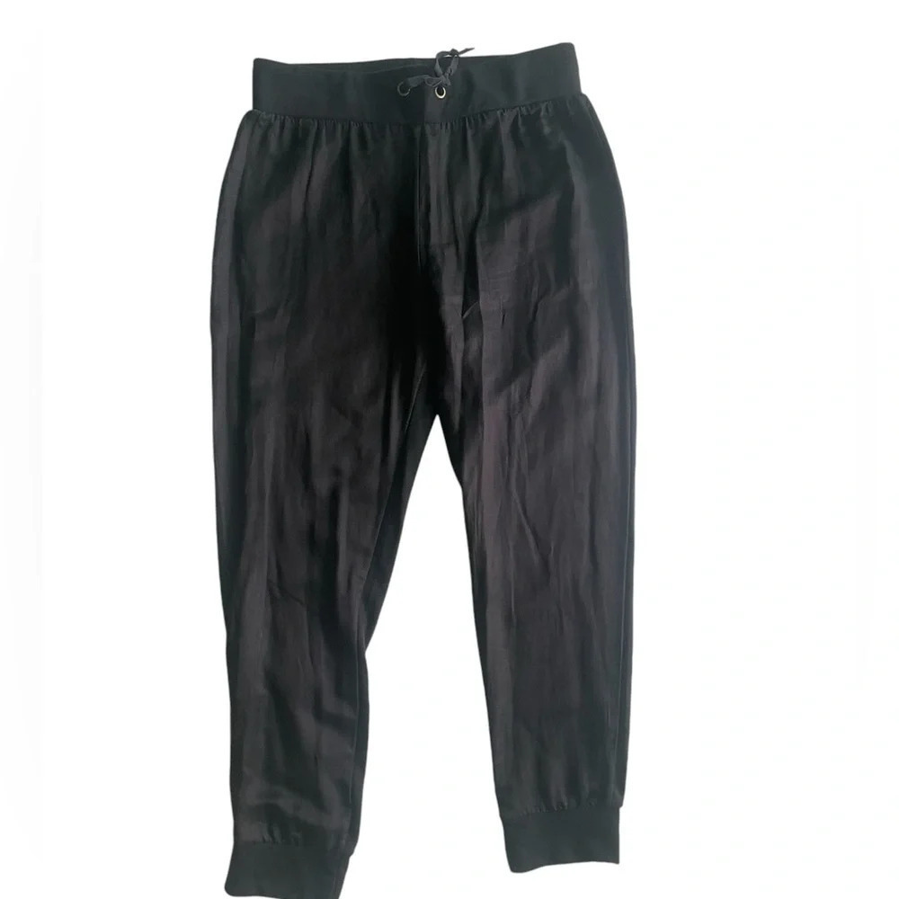FORCYNTHIA BLACK COTTON SILK JOGGERS MEDIUM